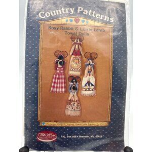 Towel Dolls Rabbit Bunny Lamb Country Patterns Kitchen Grandma 1989 Vtg